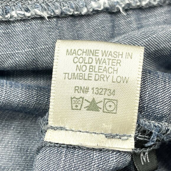 Anthropologie Cloth & Stone Top Size Medium Split Back Chambray Roll Tab Sleeve - Picture 9 of 9